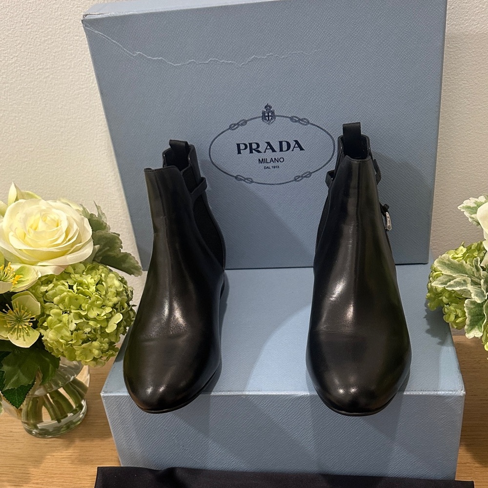 NIB PRADA Black Leather Chelsea Boots- 
NWOT